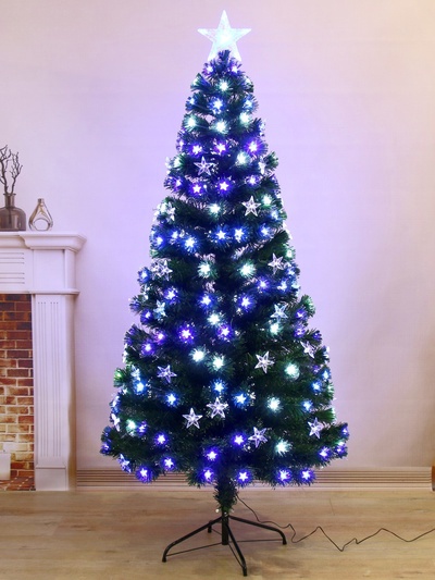 Ёлка светодиодная «Галактика» 180 см, диаметр нижнего яруса 90 см, 220 ПВХ веток, мигание, свечение белое/синие