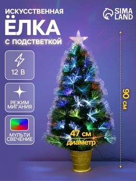 Ёлка светодиодная «Пучок радужный» 90 см, диаметр нижнего яруса 47 см, 80 ПВХ веток, мигание, свечение мульти 2338613