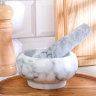 Ступка с пестиком, 130 мл, d=7.5 см, h=5.5 см, пестик 12 см, камень, белая - Фото 8