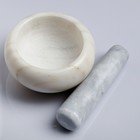 Ступка с пестиком, 130 мл, d=7.5 см, h=5.5 см, пестик 12 см, камень, белая - Фото 9