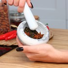 Ступка с пестиком, 130 мл, d=7.5 см, h=5.5 см, пестик 12 см, камень, белая - Фото 7