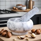 Ступка с пестиком, 130 мл, d=7.5 см, h=5.5 см, пестик 12 см, камень, белая - Фото 5