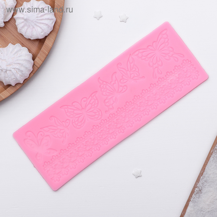 Силиконовый коврик для айсинга «Эффект бабочки», 18,5×7 см, цвет розовый