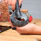 Ступка с пестиком, 75 мл, d=8 см, h=5 см, пестик 9 см, камень, чёрная - Фото 8