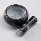 Ступка с пестиком, 75 мл, d=8 см, h=5 см, пестик 9 см, камень, чёрная - Фото 7