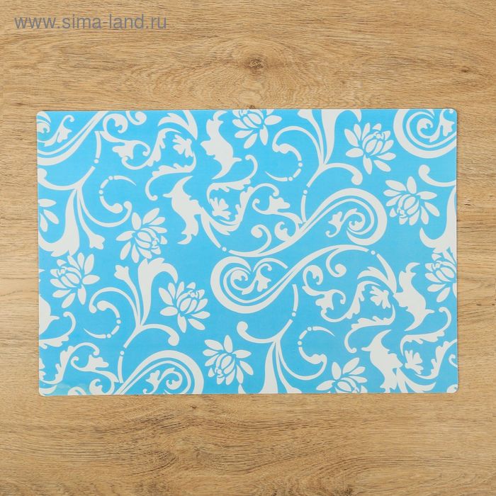 Салфетка сервировочная на стол «Узоры», 42×29 см, цвет голубой - Фото 1