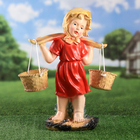 Садовая фигура "Девочка с коромыслом" цветная 27х21х47см МИКС - фото 24584632
