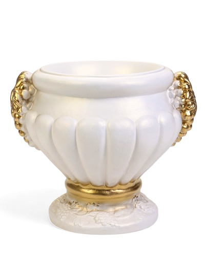 Вазон для цветов «Чаша. Виноградная лоза», 3.5 л, 32×29×29 см, гипс, белый, золотистый