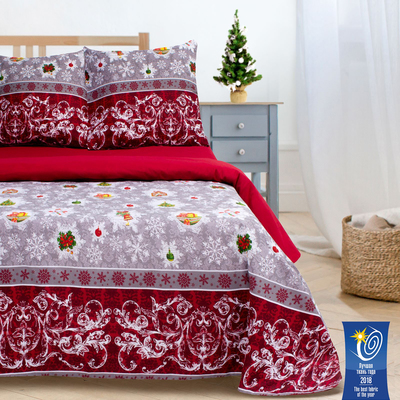 Постельное белье "Этель" 2 сп Новогодняя сказка 175*215 см, 200*220 см,70*70 см -2 шт,поплин 125 г/м2