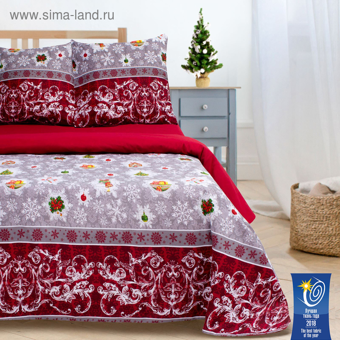 Постельное белье "Этель" евро Новогодняя сказка 200*217 см,220*240 см,70*70 см -2 шт,поплин 125 г/м2 - Фото 1