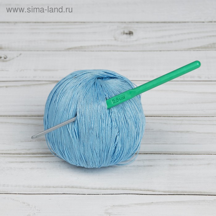Крючок для вязания, полимерное покрытие, d=2,5мм, 14,5см, цвет синий - Фото 1