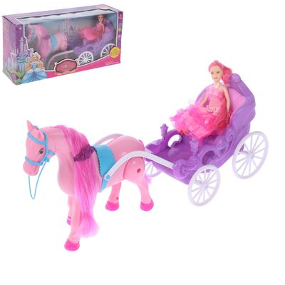 Карета для кукол "Для принцессы" с куклой, лошадка ходит, звуковые эффекты, МИКС