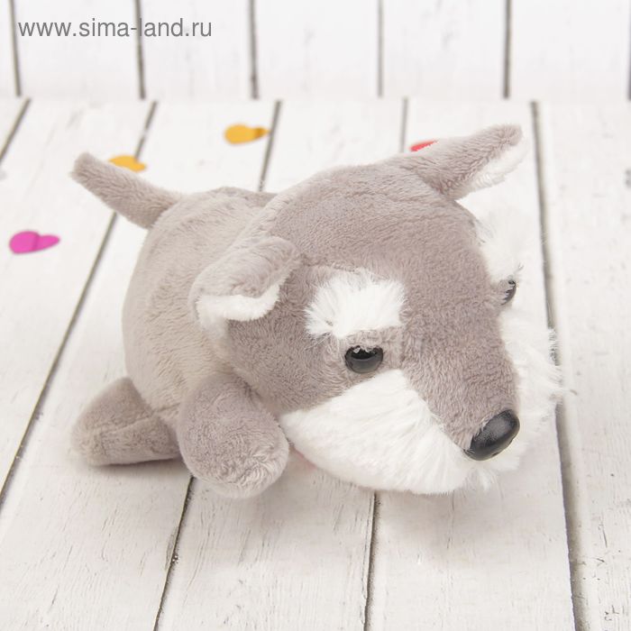 Мягкая игрушка "Серый пёсик", пушистые бровки - Фото 1