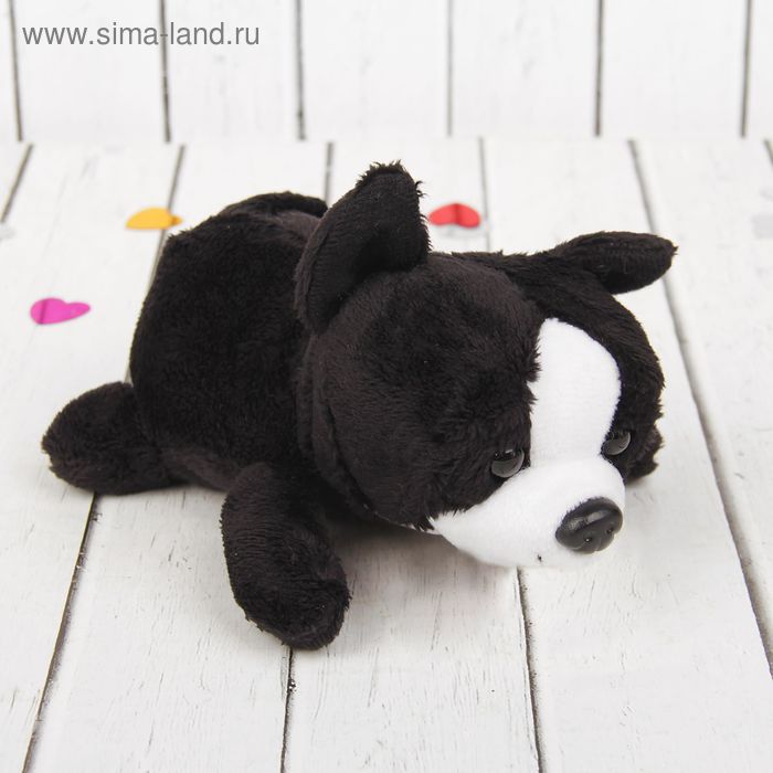 Мягкая игрушка "Черный пёсик", белая мордочка - Фото 1
