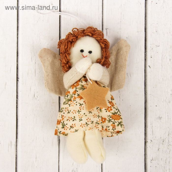 Кукла интерьерная «Ангелочек», брюнетка, звезда в ручках, цвета МИКС - Фото 1