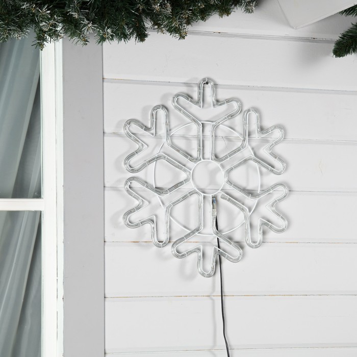 Светодиодная фигура «Снежинка», 52 см, дюралайт, 96 LED, 220 В, мерцание, свечение белый/синий - фото 1889213783
