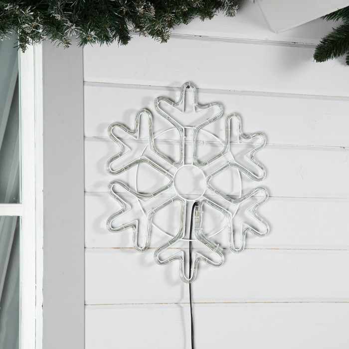 Светодиодная фигура «Снежинка», 52 см, дюралайт, 96 LED, 220 В, мерцание, свечение синий/белый - фото 1908324992