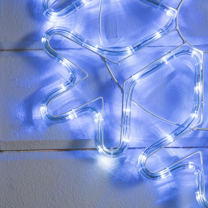Светодиодная фигура «Снежинка», 52 см, дюралайт, 96 LED, 220 В, мерцание, свечение синий/белый - фото 1908324993