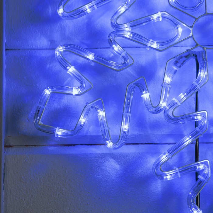 Светодиодная фигура «Снежинка», 54 см, дюралайт, 120 LED, 220 В, мерцание, свечение синий/белый - фото 1889213796