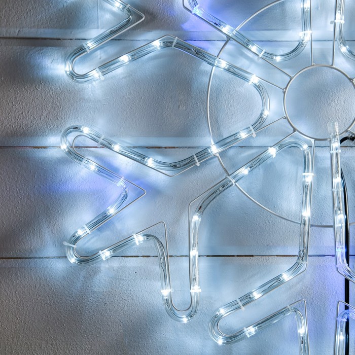Светодиодная фигура «Снежинка», 69 см, дюралайт, 144 LED, 220 В, мерцание, свечение белый/синий - фото 1908325005