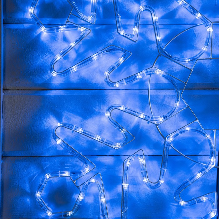 Светодиодная фигура «Снежинка», 80 см, дюралайт, 192 LED, 220 В, мерцание, свечение синий/белый - фото 1908325009