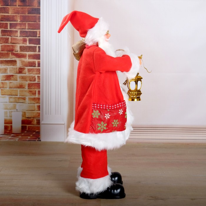 Дед Мороз "Красная шубка, в очках, с фонариком" двигается, с подсветкой, 70 см - фото 1908325032