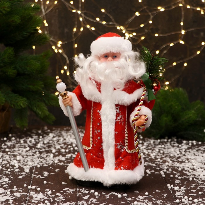 Дед Мороз "В красной шубе, с посохом" 27 см - фото 1927329474