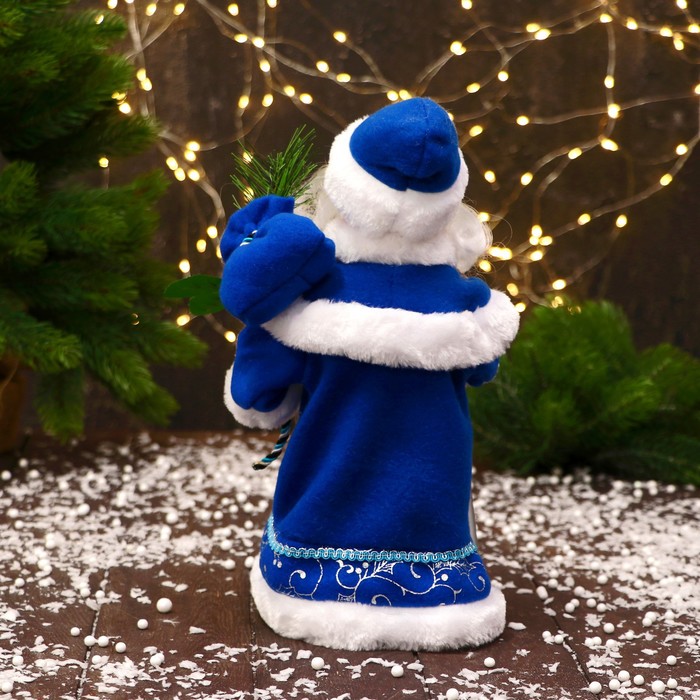 Дед Мороз "Синяя шуба, с посохом" 27 см - фото 1908325043