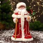 Дед Мороз "Красная шуба, с посохом" 35 см - фото 3110618