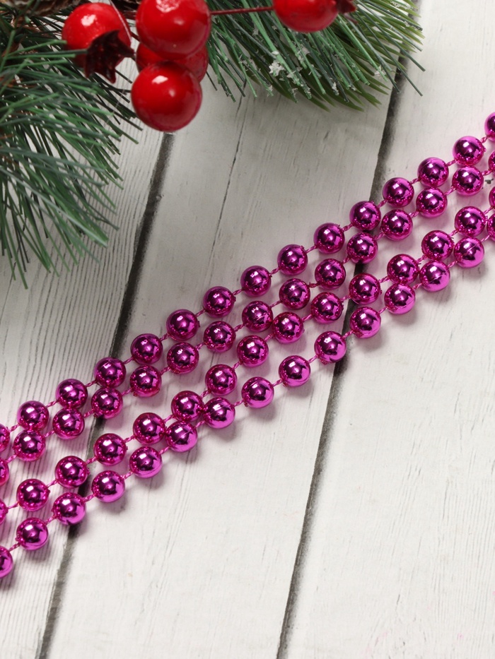 Бусы на ёлку «Шар», длина 2.7 м, d=7 мм, малиновые - Фото 1