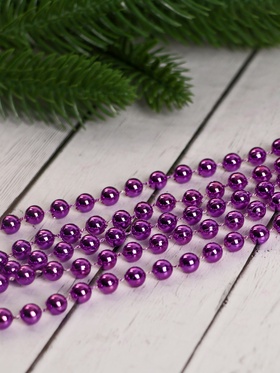 Бусы на ёлку «Шары», длина 2.7 м, d=7 мм, фиолетовые