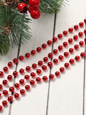 Бусы на ёлку «Шар», длина 2.7 м, d=7 мм, красные