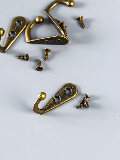 Крючок для ключниц декоративный «Простой», под бронзу, (набор 4 шт.), 3×1.8 см