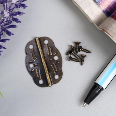 Петля для шкатулки металл фигурная, под бронзу, набор 6 шт., 1.9×2.8 см