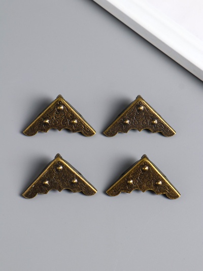 Уголок для шкатулки, ключницы «Растительный», под бронзу, набор 4 шт., 3×3 см