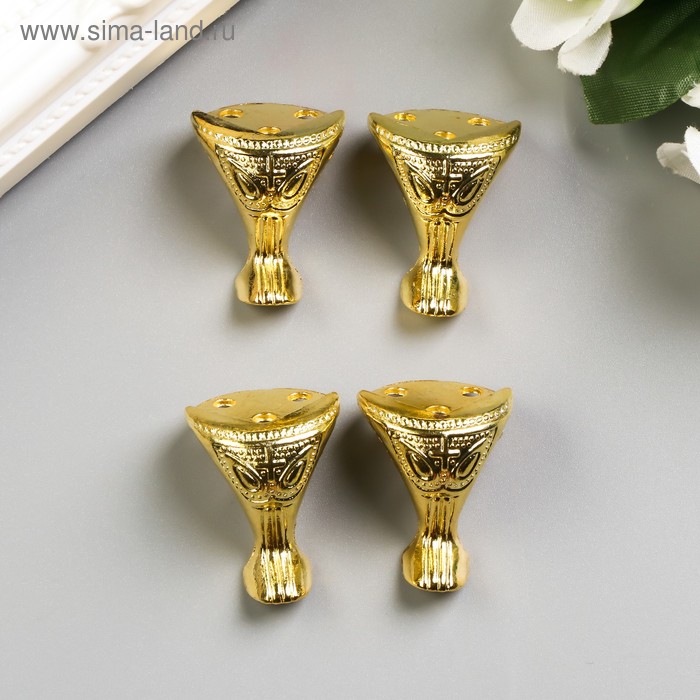Уголок (ножка) для шкатулки металл «Царская», набор 4 шт., под золото, 2.5×2.2 см - Фото 1