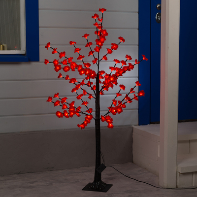 Светодиодный куст 1.2 м, "Цветы", 120LED, 220V, 4 режима, КРАСНЫЙ