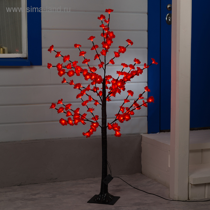 Светодиодный куст 1.2 м, "Цветы", 120LED, 220V, 4 режима, КРАСНЫЙ - Фото 1