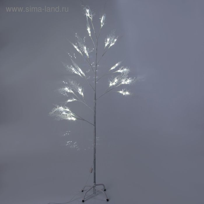 Светодиодный куст 1.5 м, "Листочки", 60LED, белый ствол, Т/БЕЛЫЙ - Фото 1