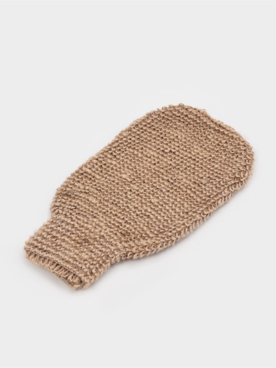 Мочалка - варежка для тела Доляна, массажная, 22×11 см, бежевая