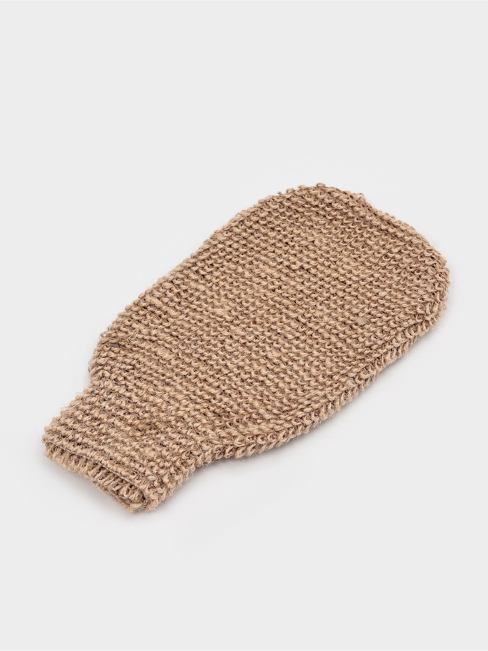 Мочалка - варежка для тела Доляна, массажная, 22×11 см, бежевая - Фото 1