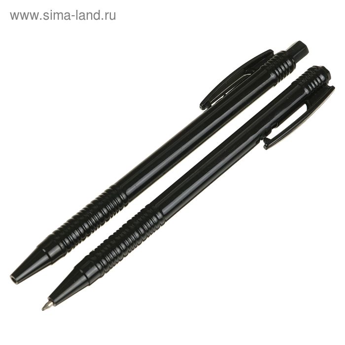 Ручка шариковая, автоматическая, 0.5 мм, Лого «Рельеф», корпус чёрный, стержень синий - Фото 1