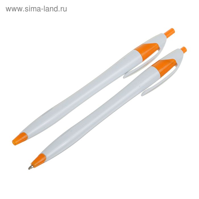 Ручка шариковая, автоматическая, корпус белый с оранжевым, стержень синий 0.5 мм - Фото 1