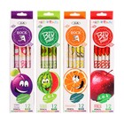 Карандаш чернографитный твёрдость НВ «Фрукты/Ягоды» с ластиком, корпус круглый, шестигранный, МИКС, цена за 1 штуку - Фото 3