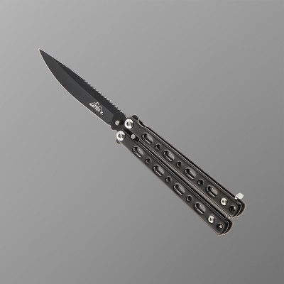 Нож-бабочка «Вихрь», 15.7 см, клинок 68 мм/1.3 мм, черный