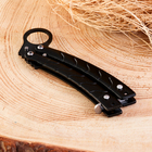 Нож-бабочка «Калиго» Мастер К, лезвие с прямым обухом 7 см, рукоять с волнами 9 см - Фото 3