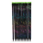 Карандаш чернографитный Calligrata, НВ, с ластиком, пластиковый, чёрный корпус с цветным узором - Фото 2