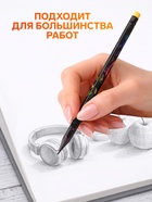 Карандаш чернографитный с ластиком, НВ, чёрный с рисунком (12 шт) - фото 809434804