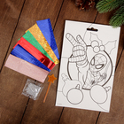 Фреска цветной фольгой "Супер - Новый год!" Человек-паук + стека, блестки - Фото 2