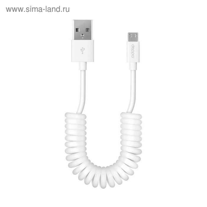 Кабель Deppa (72122) витой micro USB, белый, 1,5м - Фото 1